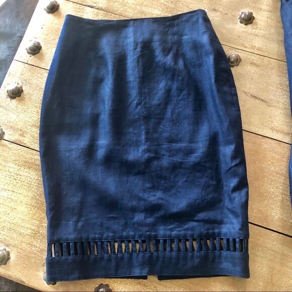 Pia Rucci navy blue 100% linen skirt set . Size 6 - Picture 5 of 6